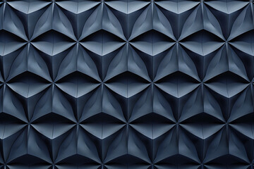 Poster - Minimalist geometrical 3d pattern. Dark grey blue luxury 3d surface texture. Background image. Created with Generative AI technology.