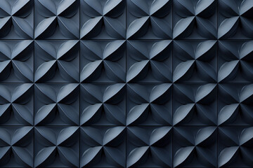 Poster - Minimalist geometrical 3d pattern. Dark grey blue luxury 3d surface texture. Background image. Created with Generative AI technology.