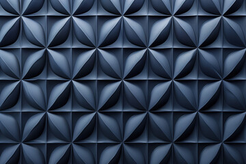 Poster - Minimalist geometrical 3d pattern. Dark grey blue luxury 3d surface texture. Background image. Created with Generative AI technology.