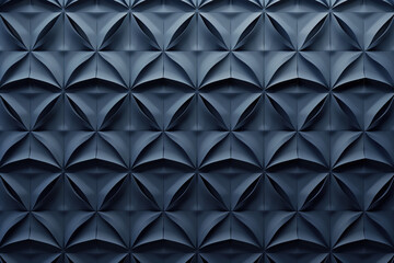 Poster - Minimalist geometrical 3d pattern. Dark grey blue luxury 3d surface texture. Background image. Created with Generative AI technology.