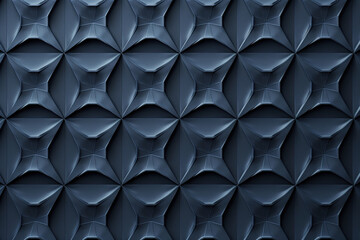 Poster - Minimalist geometrical 3d pattern. Dark grey blue luxury 3d surface texture. Background image. Created with Generative AI technology.