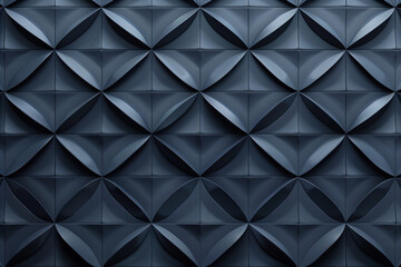 Poster - Minimalist geometrical 3d pattern. Dark grey blue luxury 3d surface texture. Background image. Created with Generative AI technology.