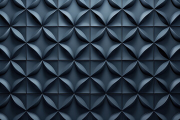 Poster - Minimalist geometrical 3d pattern. Dark grey blue luxury 3d surface texture. Background image. Created with Generative AI technology.
