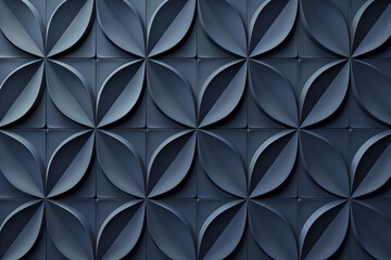 Poster - Minimalist geometrical 3d pattern. Dark grey blue luxury 3d surface texture. Background image. Created with Generative AI technology.
