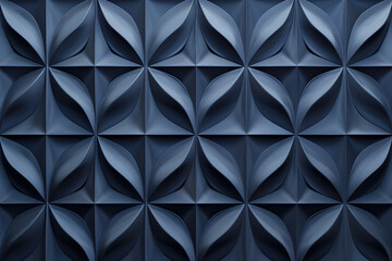 Poster - Minimalist geometrical 3d pattern. Dark grey blue luxury 3d surface texture. Background image. Created with Generative AI technology.