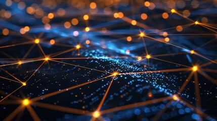 Poster - digital cyberspace with particles and digital data network
