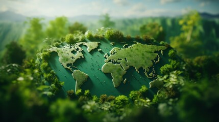 environmental protection concept,refreshing green world map 