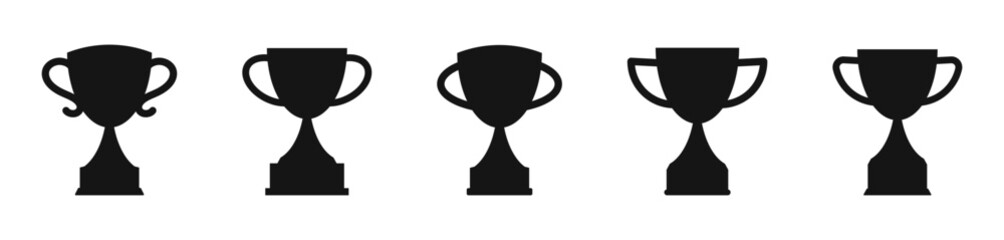 Wall Mural - Trophy cup, award, vector icons. Trophy with the name plate of the winner flat vector icons. Champions cup trophy flat vector. Champion cup winner trophy award.