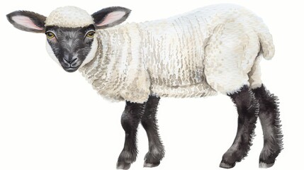   A black-and-white sheep duo gazes seriously at the camera against a pristine white backdrop