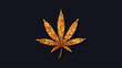 Cannabis leaf isolated. Marijuana leaf icon. Vector illustration. Logo concept. Indica, Sativa, Hybrid, Ruderalis. Gold. Premium branding design.