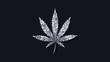 Cannabis leaf isolated. Marijuana leaf icon. Vector illustration. Logo concept. Indica, Sativa, Hybrid, Ruderalis. Silver. Premium branding design.