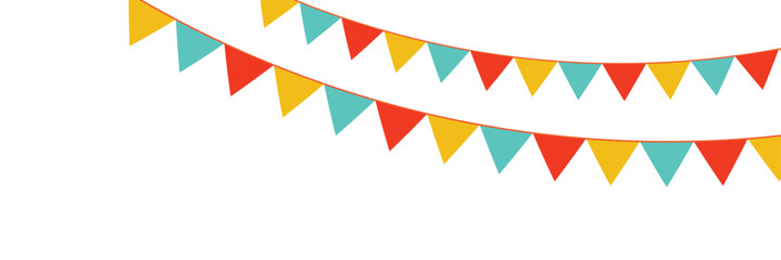 Colorful party garlands with pennants. Vector buntings set.