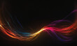 A multicoloured wave of light sweeps across a stark black background, creating a striking contrast. 