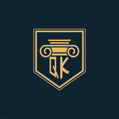 QK Initials Law Firm Logo Lawyer logo with creative law element