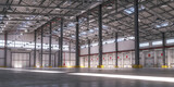 Fototapeta  - Empty warehouse or storehouse in daylight.