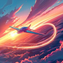 Illustrate The Awe-inspiring Moment Of A Sonic Boom Using Vibrant Colored Pencils, Emphasizing The Dramatic Tilt In Perspective To Emphasize The Power Of The Breaking Sound Barrier