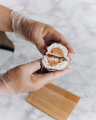 Wall Mural - A popular Japanese dessert made from rice flour and cream filling - mochi