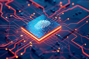 Poster - A computer chip with a fingerprint on it