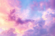 A beautiful pink and purple sky with fluffy clouds. The sky is a mix of pink and purple, creating a serene and calming atmosphere. The clouds are scattered throughout the sky, adding a sense of depth