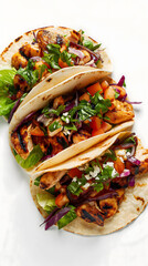 Wall Mural - Grilled Chicken Tacos with Fresh Vegetables and Avocado