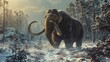 Majestic Woolly Mammoth in Snowy Landscape