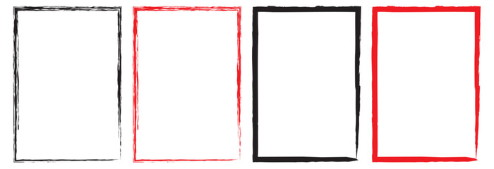 Poster - Vector Grunge Frame Set. Set of vector paint brush stroke, ink splash and grungy decoration elements. Freehand grunge brush illustration. 11:11