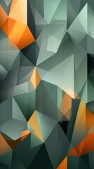 Poster - Orange-green vertical abstract background of lines and polygons. AI generative.