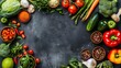 Assorted Fresh Vegetables on Dark Background
