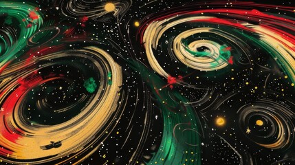 Wall Mural - Cosmic Swirls and Celestial Patterns in Vivid Space Artwork