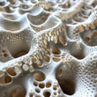 A close up of a 3D printed scaffold populated with healthy, growing cells