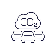 Poster - carbon emissions from cars line icon, CO2 pollution vector