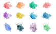Set of watercolor paint brash multicolored. watercolor on white background. This is watercolor splash. It is drawn by hand transparent background.	
