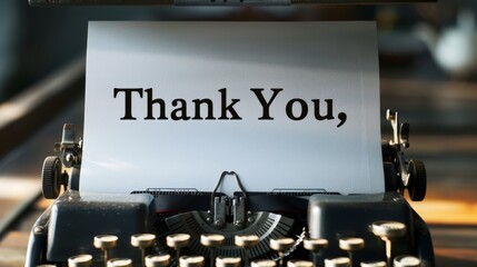 Poster - A Vintage Typewriter Expressing Gratitude