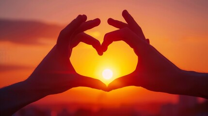 Poster - Heart Shape with Sunset Hands