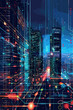 Futuristic 5G network and edge computing infrastructure enabling real-time data processing and IoT connectivity