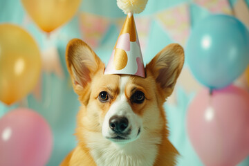 Wall Mural - Happy birthday to you corgi. Greeting card