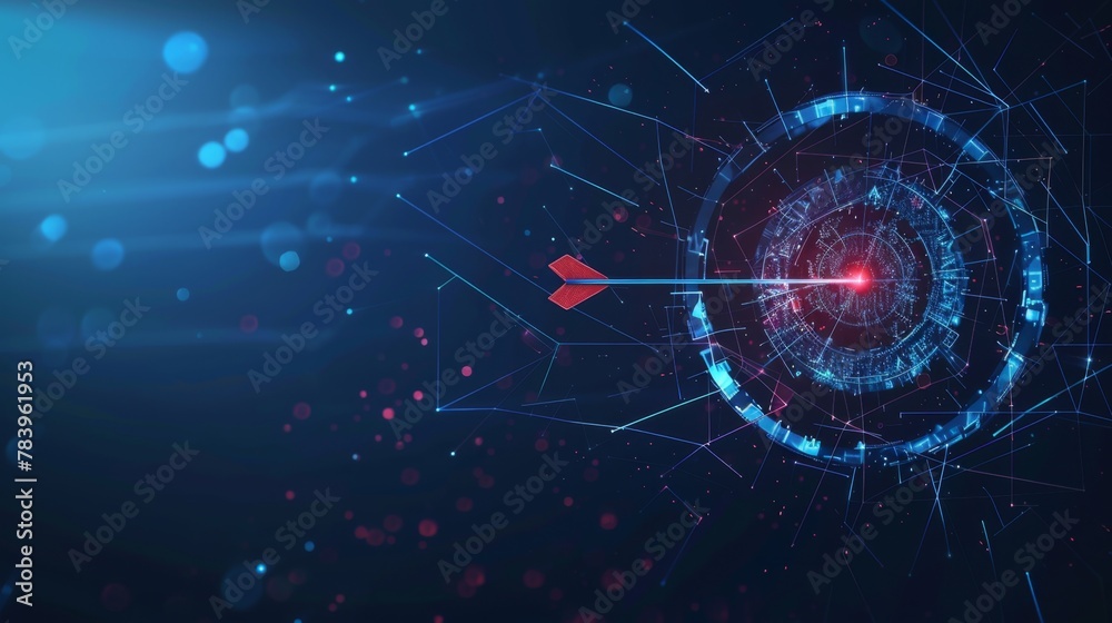 Abstract digital target with an arrow in the center. Growth strategy or ...