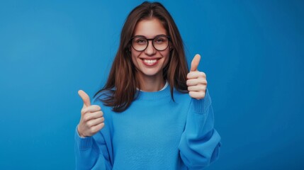 Poster - Woman Giving Double Thumbs Up