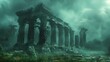 Stand in awe before the majestic ruins of an ancient civilization, where weathered columns rise defiantly from the earth and crumbling temples bear silent witness to the passage of time