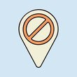 Forbidden pin map icon. Map pointer
