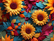 Colorful background from petals of colorful Sunflowers Summer colors in the garden Generative AI