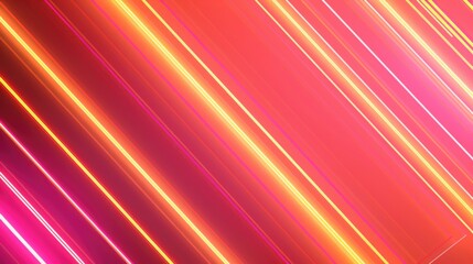 Poster - Orange-pink neon lines. Abstract background or screensaver. AI generative.
