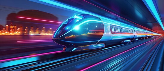 Ultrasonic futuristic bullet train hyperloop with automated steering system that enables fast transportation and autonomy concept