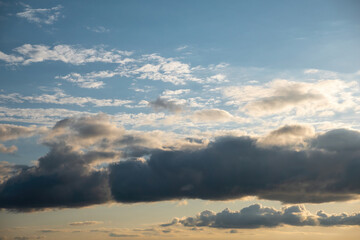 Wall Mural - blue sky with white and black clouds