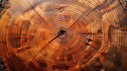    A tree's cross-section, revealing its truncated rings, after being split in two
