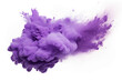 powder explosion purple color isolated on white background