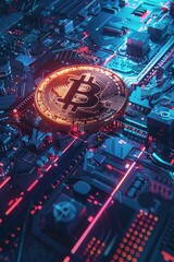 Aufkleber - Digital currency concept. Use for technology or finance projects