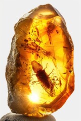 Poster - A large piece of amber sitting on top of a rock. Perfect for jewelry or geological concepts