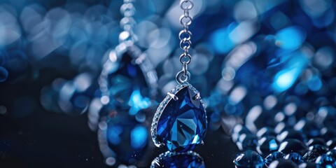 Poster - Close up of a bunch of blue crystals, suitable for science and nature concepts