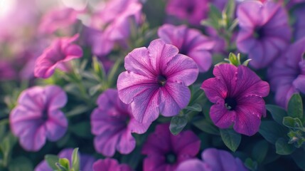 Poster - Close up of a bunch of purple flowers, suitable for floral design projects